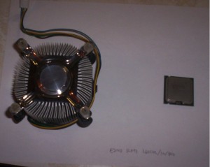 E2140 lapping - heatsink and processor before lapping