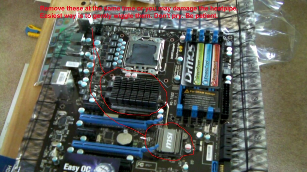 the 2 heatsinks to be carefully removed