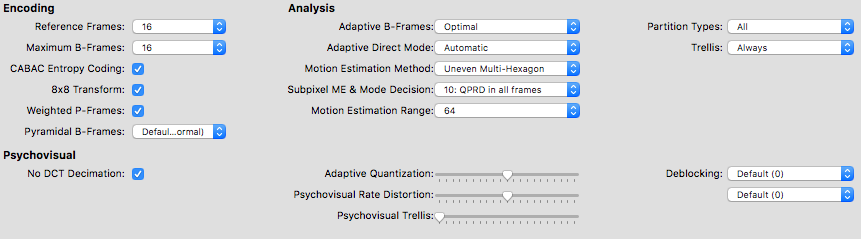 Options avancées de Handbrake