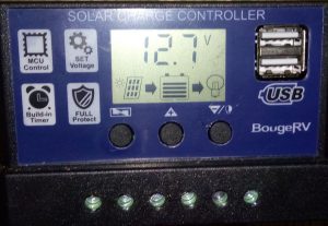 BougeRV 30A Charge Controller (Front when powered on)