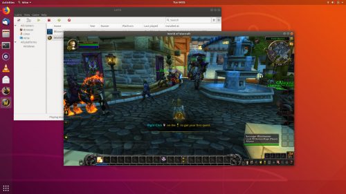 WoW BFA client running on Wine via Lutris