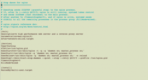 nginx.service file for Ubuntu 18.04